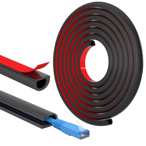 FIXCHORD Canalina Passacavi，Canalina Portacavi Autoadesivo, Lgnifugo, Verniciabile, Gestione dei cavi per case e uffici per nascondere cavi singoli, 1 x 15 mm (W) x 10mm (H) - lunghezza 3m – Nero