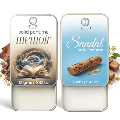 Image of IDITRI EXPORT Solid Perfume |sandal&Memoir Alcohol Free Wax Perfume Balm, Long Lasting | Pocket Tin 12g, Pack Of 2| Non Greasy Smooth Glide, Travel Friendly Men And Women