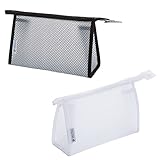 Wugebud 2 bolsas de maquillaje transparentes de PVC, bolsas de aseo transparentes con cremallera, bolsa de vacaciones, viajes, baño y almacenamiento, bolsa de cosméticos impermeable, color blanco