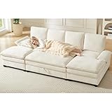 ONBRILL 108' Modular Sectional Sofa,U Shaped Sectional Couch with Movable Ottoman,Cloud Couches for Living Room,Bedroom and Apartment, Beige