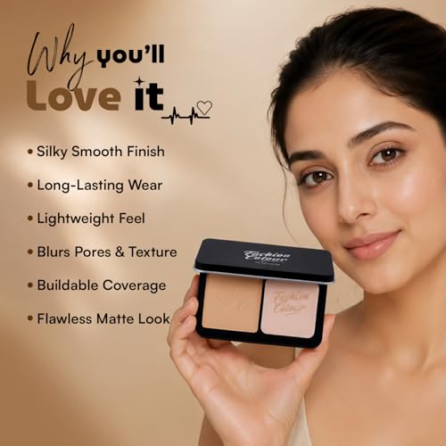 Image of Fashion Colour Platinum Perfect Match Face Powder With Mirror + Powder Puff | Velvety Formula | Matte Finish | Upto 11 hrs of Lightweight Coverage | Blurring Imperfection | For All Skin Types | (FC25, 10g)