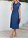 Happy Sailed Midi Dresses for Women Short Sleeve Cowl Neck Pleated Ruched Waist Wedding Guest Cocktail Party Navy Blue Dress Fashion 2025 Small