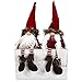 Coppia Pupazzi Seduti Gambe Lunghe Gnomi Elfi Nani Natliazi Decorativi Altezza 41 cm Color Rosso
