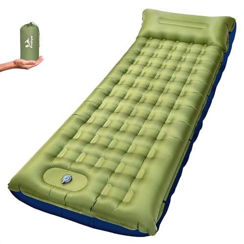 Image of Camping Sleeping Pad 5.5 inch Thick with Pillow & Built-in Foot Pump