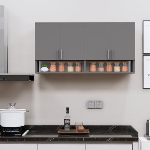 Image of SPECIALITY PANELS 4 Door Modular Wall Mounted Kitchen Cabinet with Organizer Shelf Space Saving Storage Unit Durable Engineered Wood Cupboard for Kitchen Living Room Utility Organizer Furniture