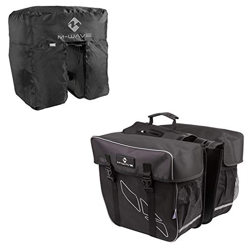 M-Wave Amsterdam - Bolsa de Doble alforja Unisex para Adultos con Cubierta de Lluvia, Color Negro
