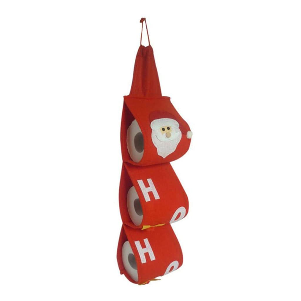 HZBB Christmas Roll Storage Bag Santa Towel Holder Papers Organizer Santa Paper Bags