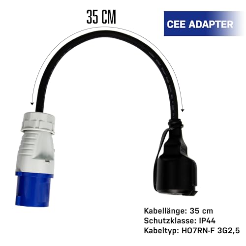 Afeld Elektro 2X CEE Adapter CEE-Stecker auf Schuko-Kupplung Schuko-Stecker auf CEE-Steckdose 230V 16A für Camping & Wohnmobil