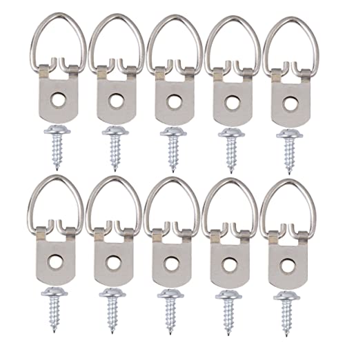 Image of 200Pcs D Ring Picture Frame Hooks with Screws Heavy Duty Wall Fixing Hardware for Hanging Photos Paintings and Artwork Includes Hooks and Screws