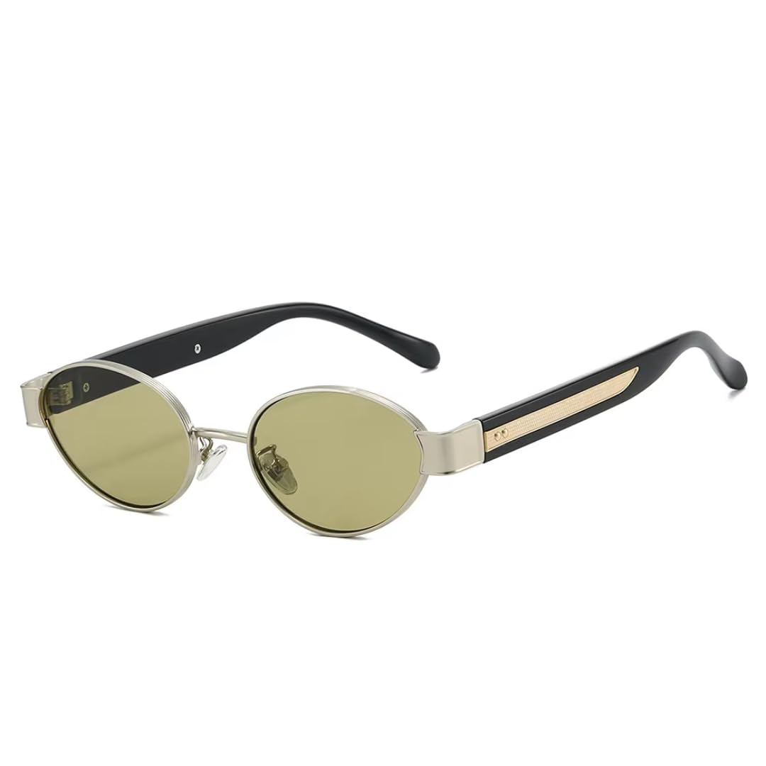 Lunettes de soleil en métal pour hommes et femmes, monture ovale tendance