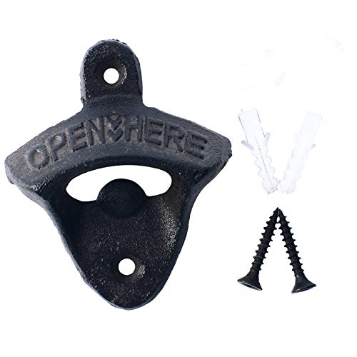 Homend 12Pack Cast Iron Wall Mount Bottle Openers, Mounting Hardware Included, Vintage Rustic Bar(Wood Block Is Not Included) #TOP7