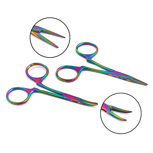 DDP Set of 2 Multi Color Rainbow Hemostat Mosquito Forceps 3.5