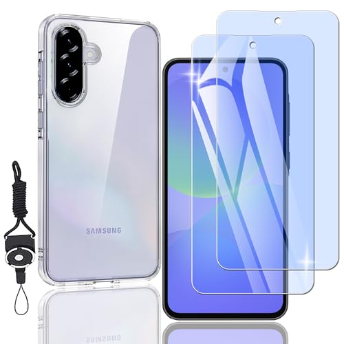 Nutmeg【2+1枚セット】Galaxy A36 5G ガラスフィルム ブルーライトカット + Galaxy A36 5G ケース【日本旭硝子素材採用】ギャラクシー a36 保護フィルム(2枚)+保護カバー(1枚)透明保護ソフト シリコンケース+ 携帯ス