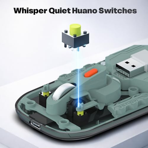 Image of Amkette Epic TP Advanced Transparent Wireless Mouse /Bluetooth Mouse Rechargeable, USB-A+USB-C Nano Receiver, 3200DPI, Type-C Charging, 3 Device Connectivity for Laptop, PC, MacBook, Tablet & More
