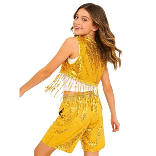 Ensemble short danse jazz filles or vêtements de ballet 5-6 ans - 2