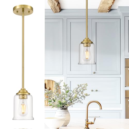Image of zeyu Mid-Century Rod-Hung Glass Pendant Light, Brushed Gold, ZSL104MIL BG