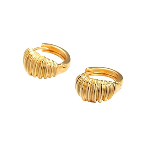 UELSTA Golden Ridge Huggie Hoop Earrings �S�[���f�����b�W �n�M�[ �t�[�v�s�A�X �s�A�X K18GP 18���z���C�g�S�[���h�R�[�e�B���O �����A�����M�[�Ή� PVD�R�[�e�B���O ���L �`�����L�[ ���f�B�[�X �M�t�g