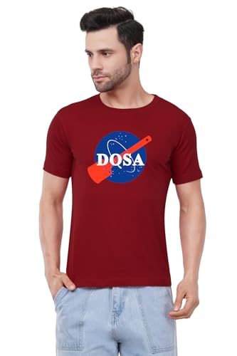 Image of Caseria Men's Cotton Printed T-Shirt -Dosa | 100% Cotton | Half Sleeves | Regular Fit | Printed | Round Neck | Graphic T Shirt