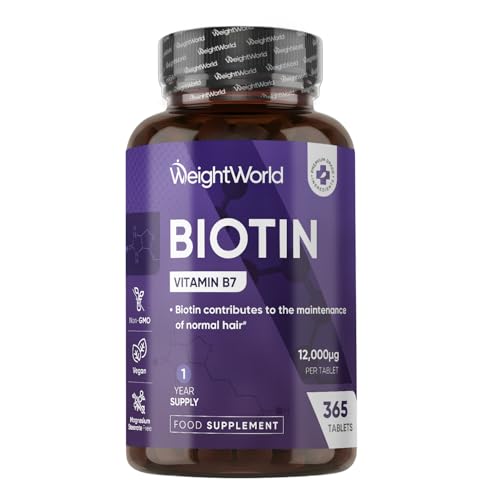 Biotin Tablets - 365 Vegan Tablets - 1 Year Supply - 1 Tablet per Day