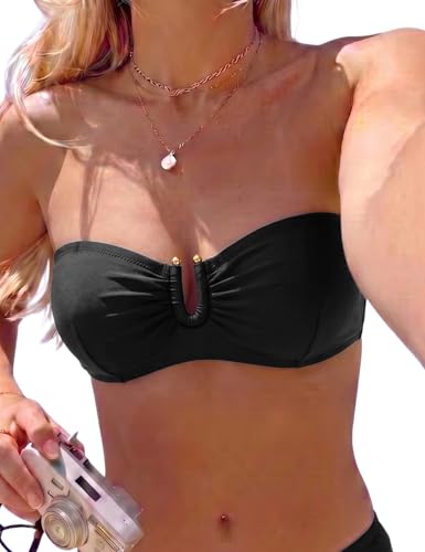 13 Best Supportive Swimwear for Big Busts for Women Over 50: Expert-Tested Bathing Suit Styles (2026) 13 Hilor Black Underwire Bikini Tops for Women U Wire Swimsuit Top A-C Cup Swimsuit Retro Bandeau Push Up Swim Tops 8