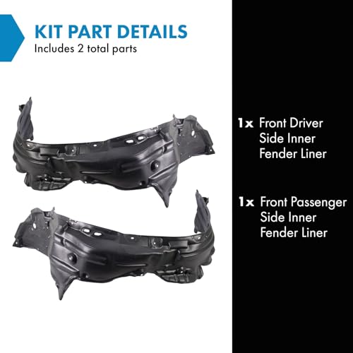 Image of TRQ Front Driver and Passenger Side Inner Fender Liner Set Compatible with 2016-2018 Toyota Prius