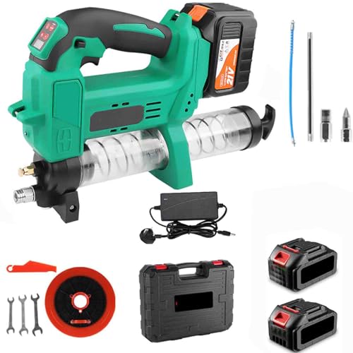 Pistola de Mantequilla inalámbrica, Kit de Pistola de Mantequilla eléctrica Profesional de 21 V, Pistola de engrase eléctrica de 10000 PSI con botón de Ajuste de Pantalla