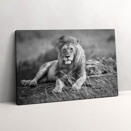L'image imprimée sur toile d'un lion majestueux aux finitions artistiques