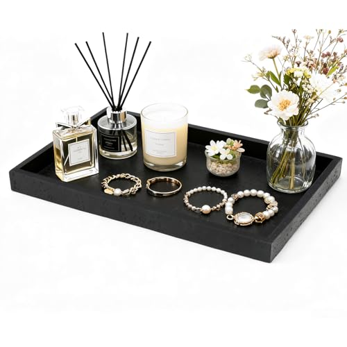 Artificial Travertine Tray, 12"x8" Perfume Tray for Bathroom Counter, Vanity,