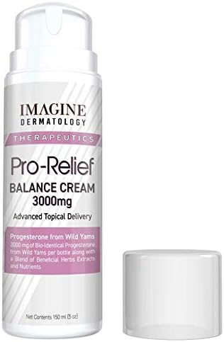 Imagine Dermatology Bio-Identical Progesterone USP 3000mg Value Size 50% More 150pumps 1Pump=1Dose 5floz Wild Yam Pro-Relief Cream Paraben Free 150ml Made in USA