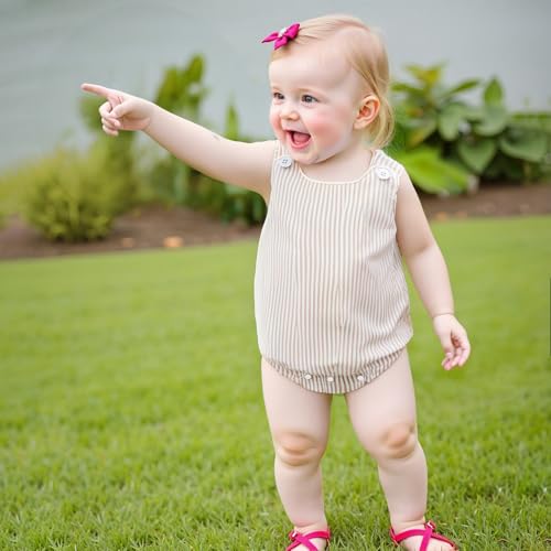 Newborn Baby Boy Girl Summer Romper Bubble Sleeveless Bodysuit Striped Overalls Jumpsuit Infant Onesie Baby 0-18M3