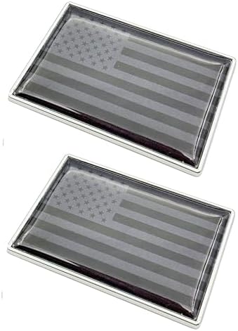 Amazon.com: 2 Pcs 3D All Black America Flag Metal Car Stickers Chrome ...
