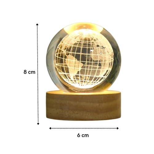 Luminária De Mesa Led Bola De Cristal Sistema Solar Galáxia Lua Saturno Namorados (Médio, Globo)