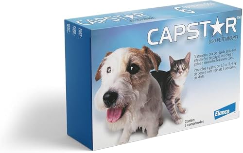 Antipulgas para Cães e Gatos de 1 a 11,4 kg, 6 Comprimidos, Uso Veterinário - Capstar Azul