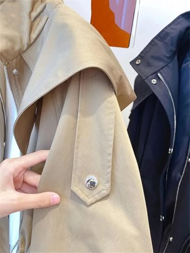 Women Solid Jackets Coat With Pocket Button Casual Coat Long Sleeve Zipper Drawstring Outwear4