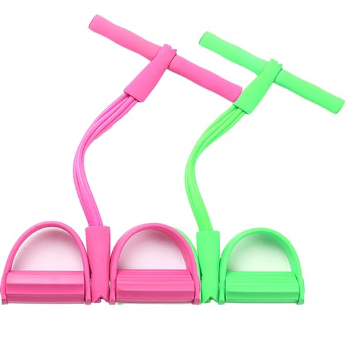 Bodybuilding Expander Bauchtrainer,Guador Sit-Up Trainingsgeräte Multifunktions-Leg-Exerciser 4 Röhren Pedalwiderstandsband Pedal-Widerstandsband Elastische Fitness-Zugseil Trainingsgeräte 2pcs
