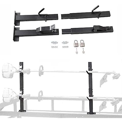 Hodenn 2 Place Locking Trimmer Rack Trim Holder Fit for Open Landscape Trailers Racks Cover