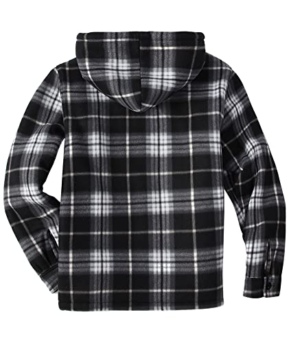 SwissWell Herren Hemdjacke Verdicken Kariertes mit Zipper Flanelljacke Plüschfutter Freizeit Gefüttert Holzfällerhemd Männer Winter Hemd Fleece Hoodie Winterjacke mit Brusttasche(Schwarz, L)