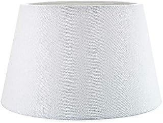 Traditional 12 Inch White Linen Fabric Drum Table/Pendant Lampshade 60w Maximum by Happy Homewares