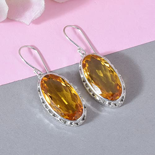 Pendientes de cuarzo amarillo plata 925 hipoalergénicos sin rojeces 4