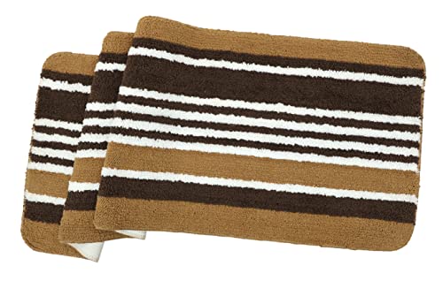 Image of THE HOME TALK Modern Polyester Area Rugs | Carpets for Living Room, Kitchen, Kid's Room, Bedroom | Microfiber Polyester Rugs | Shaggy Floor Carpet | Anti Skid Store (Camel Stripes, 50 x 150 cm)