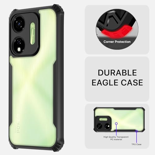 Image of Pikkme itel P55 5G Back Cover | Crystal Clear Transparent Back | Ultra Hyrbid | Full Camera Protection | Raised Edge | Bumper Back Case (Black)