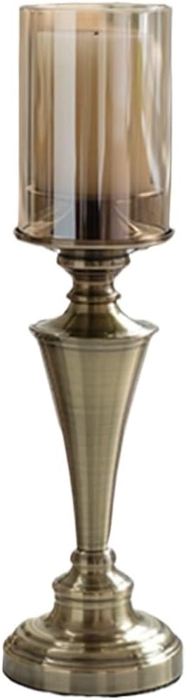 Candleholders Creative Iron Candlestick with Glass Cover Home Dining Table Decoration Ornaments(Small)