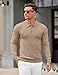 COOFANDY Men's Knit Long Sleeve Polo Sweater Classic Formal Soild Knitted Polo Lightweight Dress Sweater,Khaki, Medium