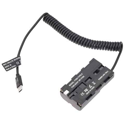 Batterie factice enroulée USB-C vers NP-F550 F570 F750 F970 pour moniteur et BMPCC