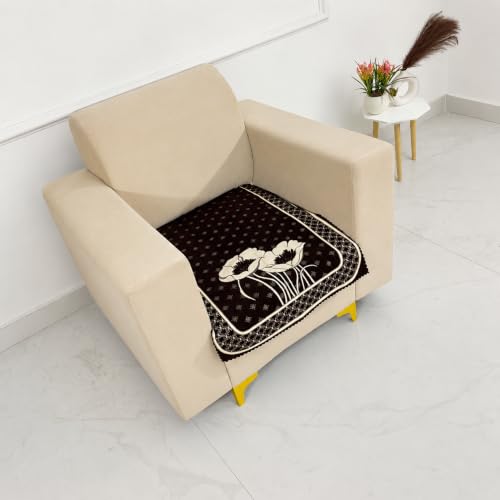 Image of Homerz Premium Chenille Fabric Sofa Cover | Soft, Durable & Dustproof | Decorative Couch Cover (Florida Coffee, 1 Seater, Only Seat Cover)