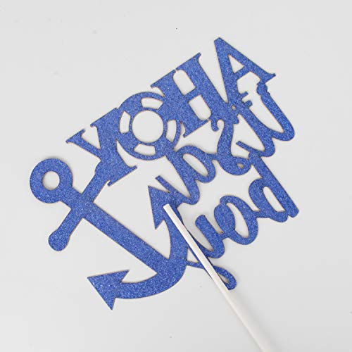 Ahoy It's A Boy Cake Topper, Nautical Gender Reveal Baby Shower Party Decorations,Hello Baby Sign #TOP4