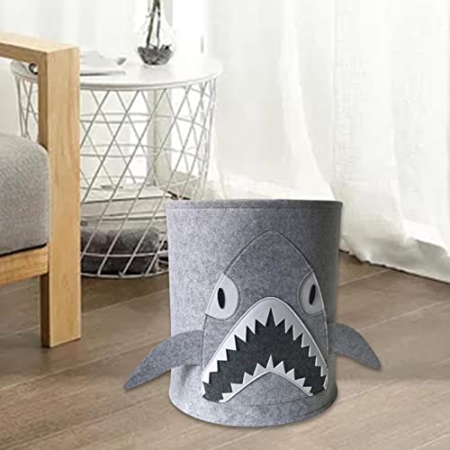 Cesta de ropa infantil y organizador de juguetes de fieltro plegable tiburón 5