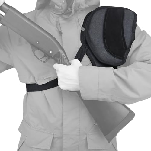 Tas Trost Adjustable Recoil Shield Shooting Shoulder Pad, Canvas Leather Recoil Protection Vest for Rifle Shotgun (Lefty Shooter-Black)