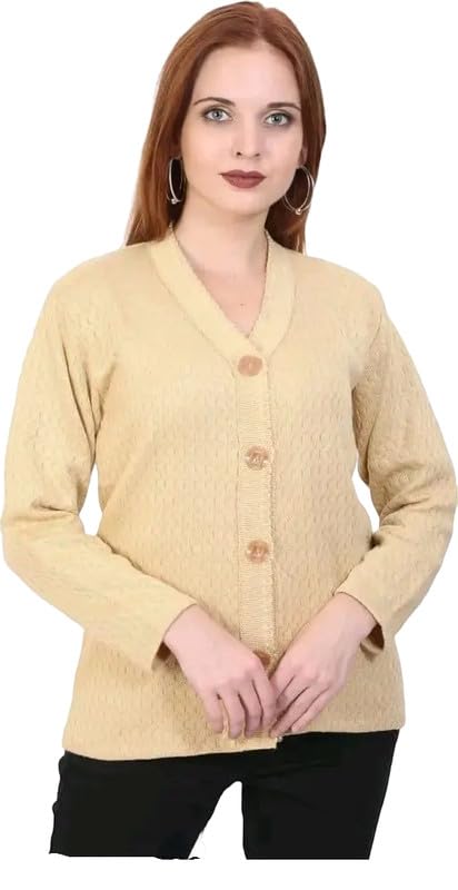 Winter Soft Knit Solid Beige Pullover for Women-picture-19