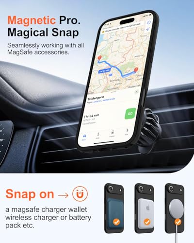 Image of Magnetic for iPhone Air Case,Shockproof Matte Cover,Black Matte | with Screen Protector,Compatible with MagSafe,Military Grade Drop Protection,Full Camera Protection,Non-Slip Design Case